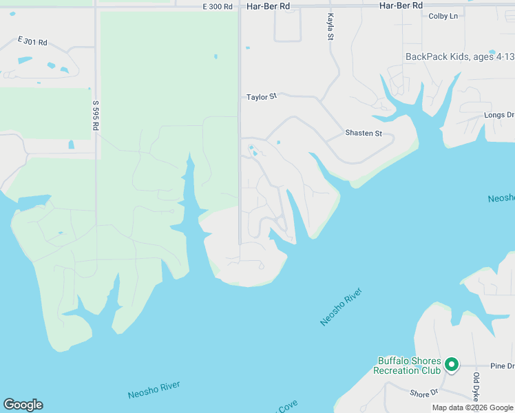 map of restaurants, bars, coffee shops, grocery stores, and more near 2262 Lower Waterfall Road in Grove