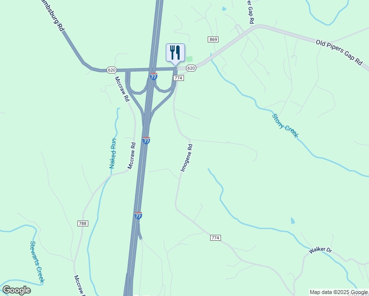 map of restaurants, bars, coffee shops, grocery stores, and more near 456 State Road 774 in Lambsburg