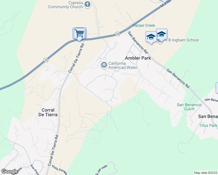 map of restaurants, bars, coffee shops, grocery stores, and more near 24260 Pheasant Court in Salinas