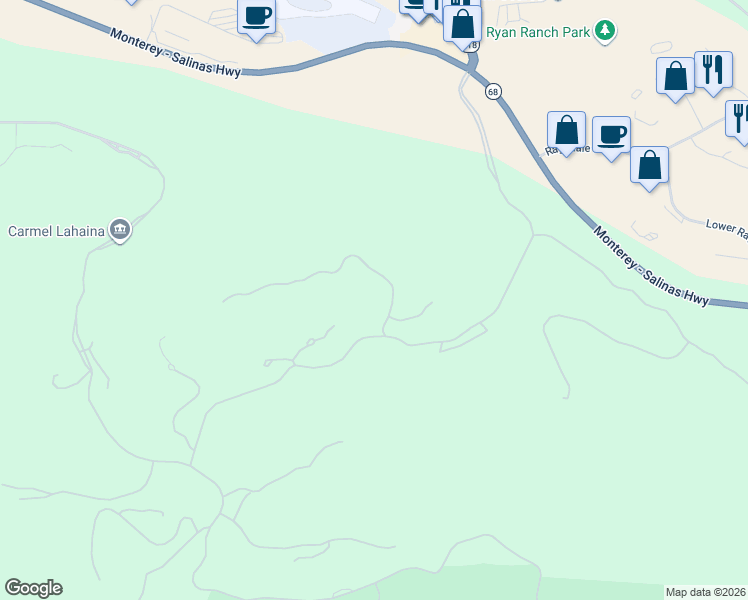 map of restaurants, bars, coffee shops, grocery stores, and more near 7567 Paseo Vista in Monterey