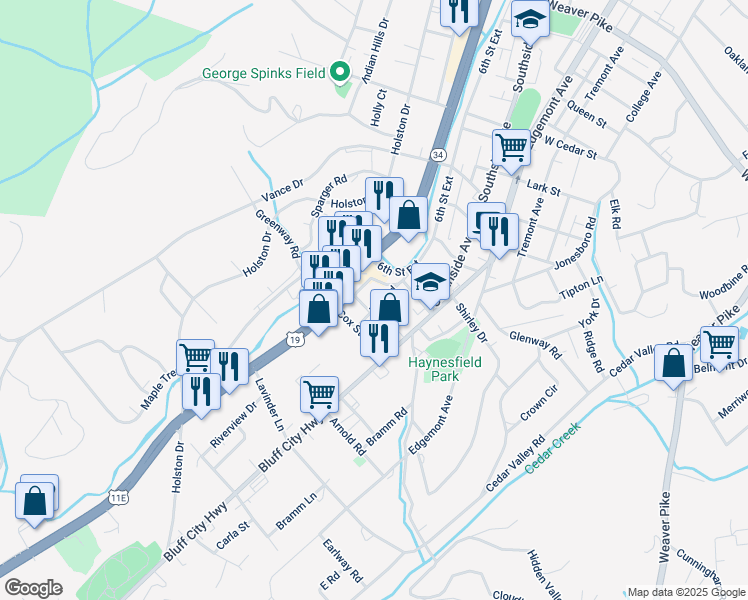 map of restaurants, bars, coffee shops, grocery stores, and more near 114 Rex Rd in Bristol
