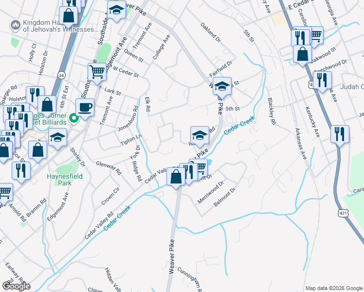 map of restaurants, bars, coffee shops, grocery stores, and more near 200 Woodbine Road in Bristol