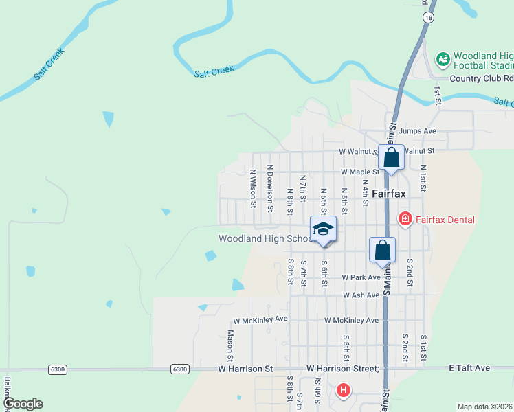map of restaurants, bars, coffee shops, grocery stores, and more near 252 North Wilson Street in Fairfax
