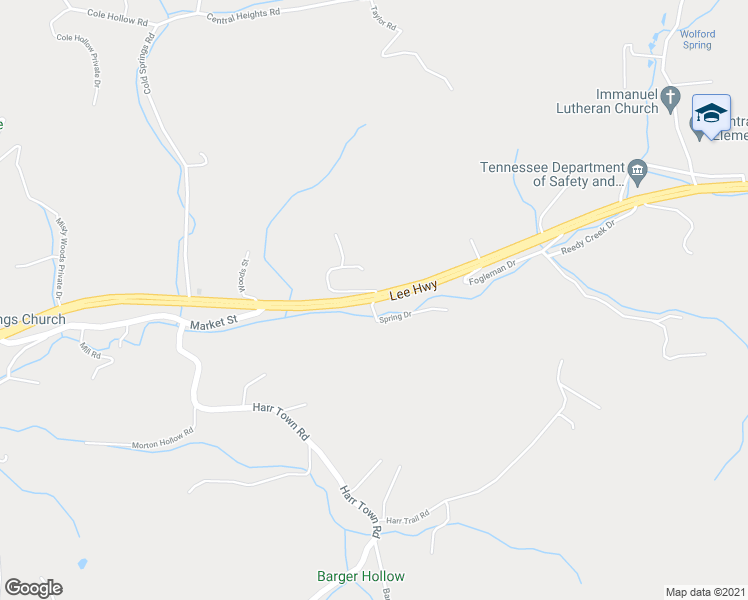 map of restaurants, bars, coffee shops, grocery stores, and more near 4 Spring Drive in Blountville