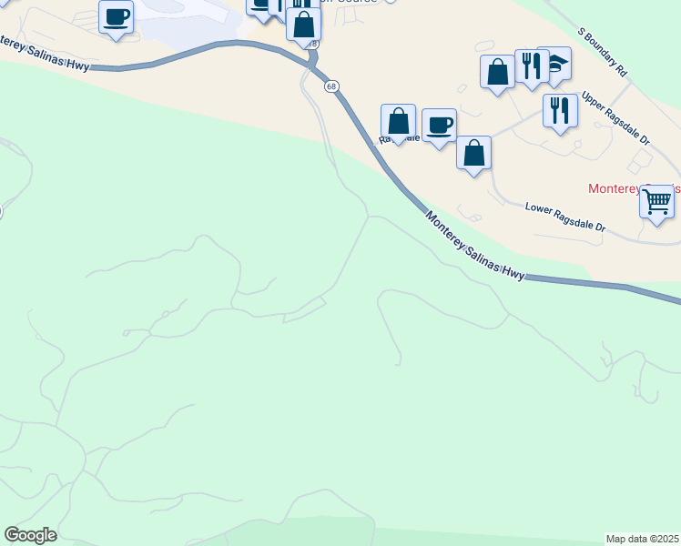 map of restaurants, bars, coffee shops, grocery stores, and more near Monterra Ranch Road in Monterey