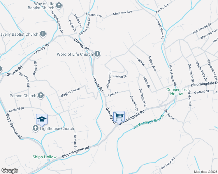 map of restaurants, bars, coffee shops, grocery stores, and more near 953 Gravely Road in Kingsport