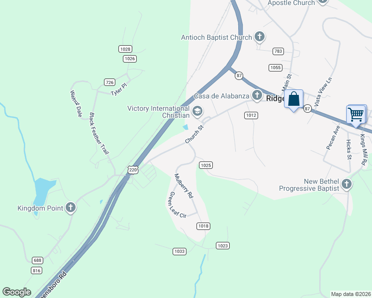 map of restaurants, bars, coffee shops, grocery stores, and more near 2-80 County Road 1018 in Ridgeway