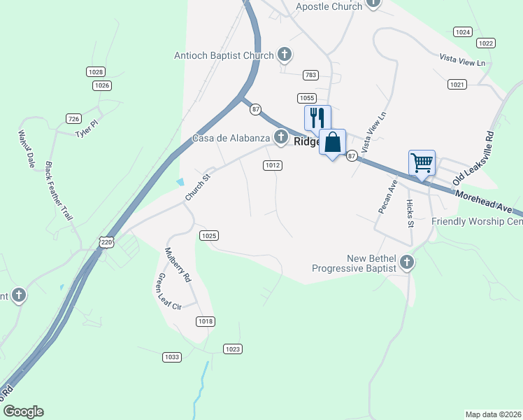 map of restaurants, bars, coffee shops, grocery stores, and more near 44 Drewry Court in Ridgeway