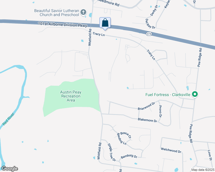 map of restaurants, bars, coffee shops, grocery stores, and more near 587 Briarwood Drive in Clarksville