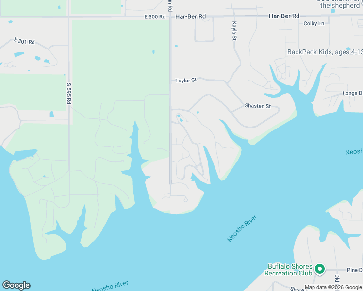 map of restaurants, bars, coffee shops, grocery stores, and more near 2268 Lower Waterfall Road in Grove