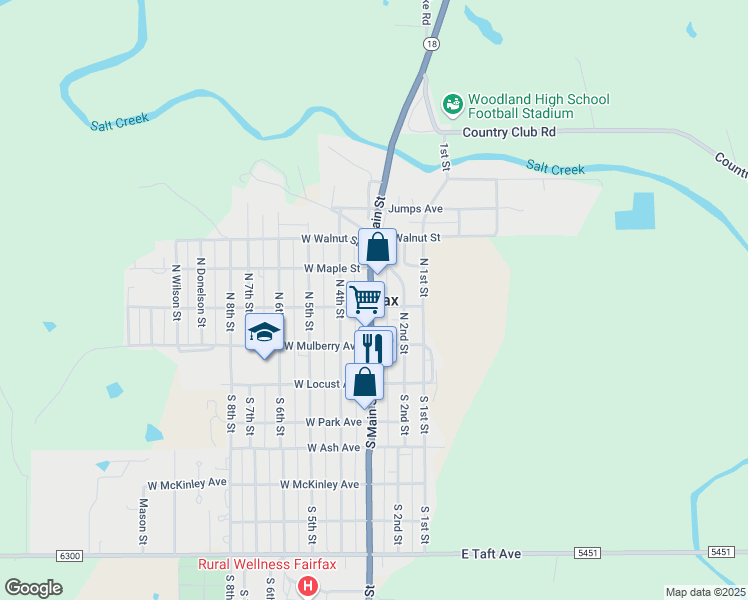 map of restaurants, bars, coffee shops, grocery stores, and more near in Fairfax