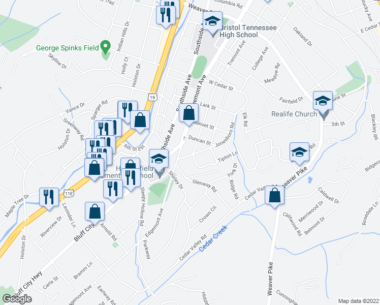 map of restaurants, bars, coffee shops, grocery stores, and more near 1830 Tremont Avenue in Bristol