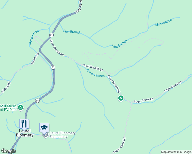map of restaurants, bars, coffee shops, grocery stores, and more near 696 Greer Branch Rd in Laurel Bloomery