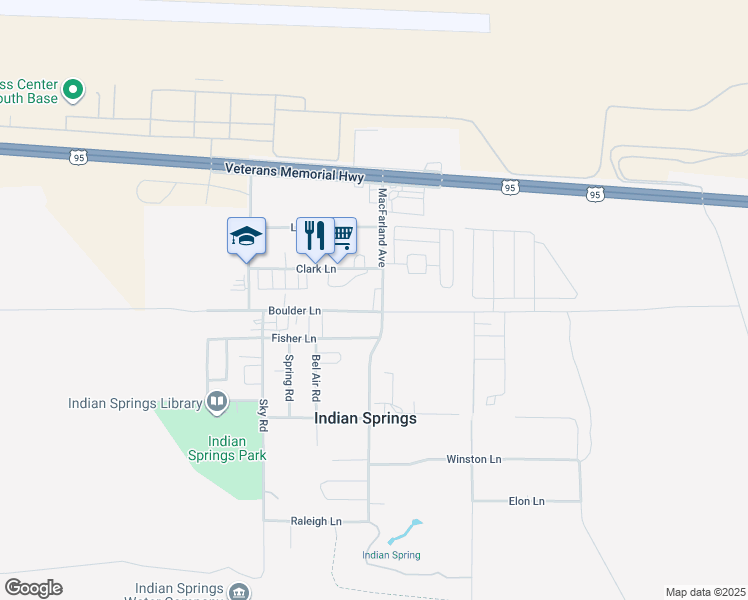 map of restaurants, bars, coffee shops, grocery stores, and more near 520 Macfarland Avenue in Indian Springs