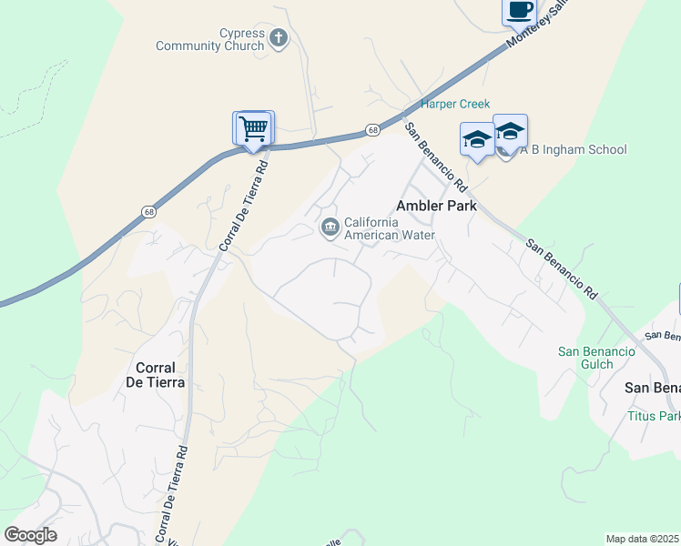 map of restaurants, bars, coffee shops, grocery stores, and more near 24125 Mallard Court in Salinas