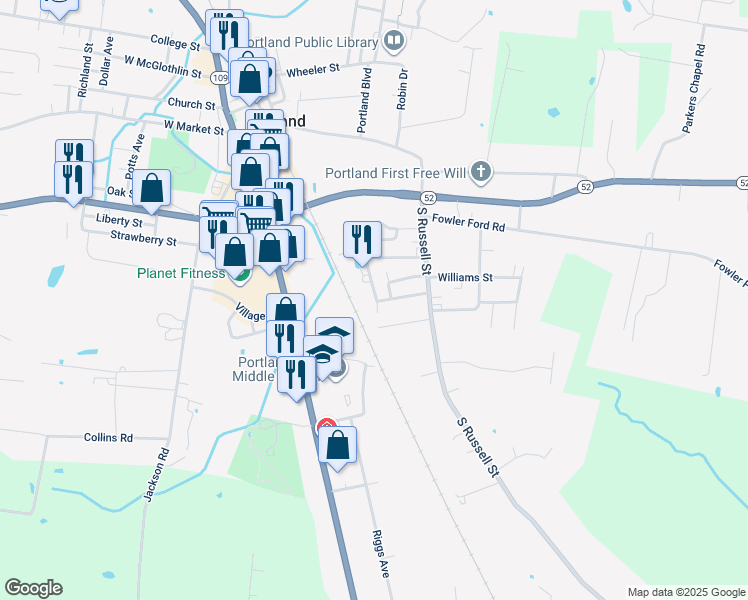 map of restaurants, bars, coffee shops, grocery stores, and more near 111 Wix Avenue in Portland
