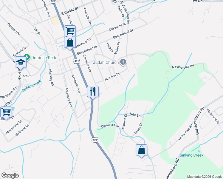 map of restaurants, bars, coffee shops, grocery stores, and more near 1712 Georgia Avenue in Bristol