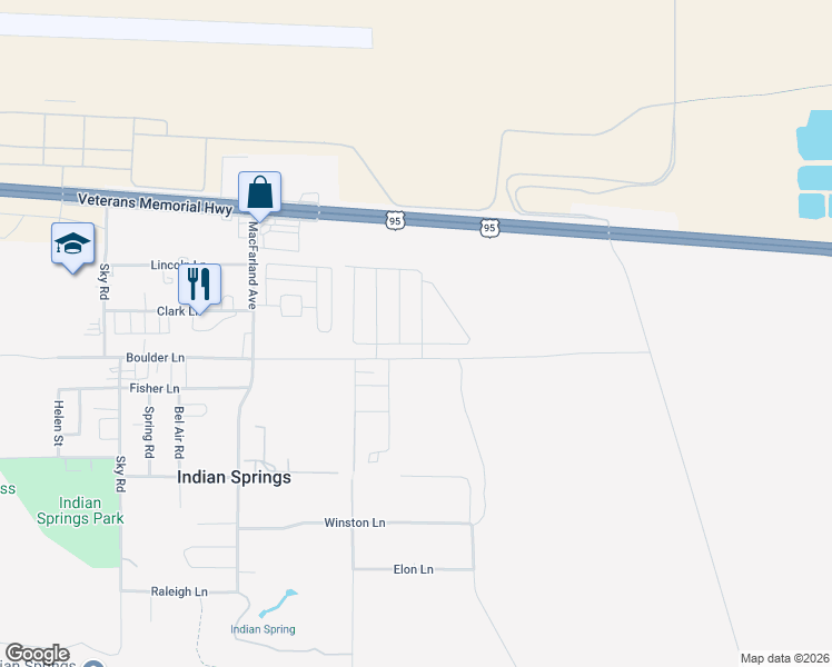 map of restaurants, bars, coffee shops, grocery stores, and more near 625 Turtleback Falls Avenue in Indian Springs