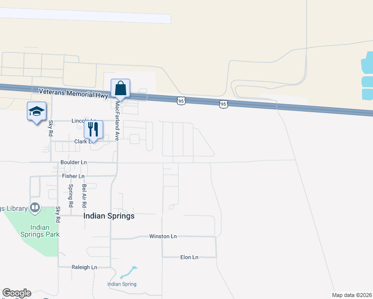 map of restaurants, bars, coffee shops, grocery stores, and more near 436 Triple Falls Street in Indian Springs