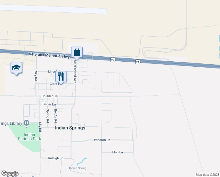 map of restaurants, bars, coffee shops, grocery stores, and more near 442 Basin Falls Street in Indian Springs