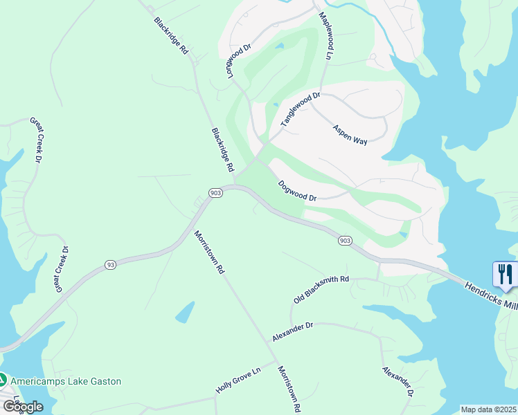 map of restaurants, bars, coffee shops, grocery stores, and more near 9750 State Route 903 in Bracey