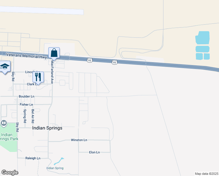 map of restaurants, bars, coffee shops, grocery stores, and more near 430 Bridal Veil Falls Street in Indian Springs