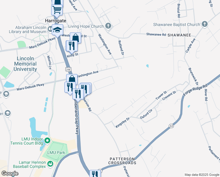 map of restaurants, bars, coffee shops, grocery stores, and more near 210 Bolton Circle in Harrogate