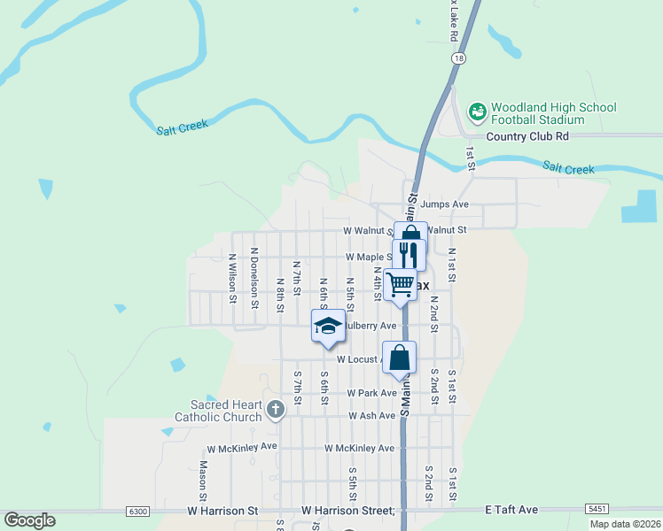 map of restaurants, bars, coffee shops, grocery stores, and more near 352 North 6th Street in Fairfax