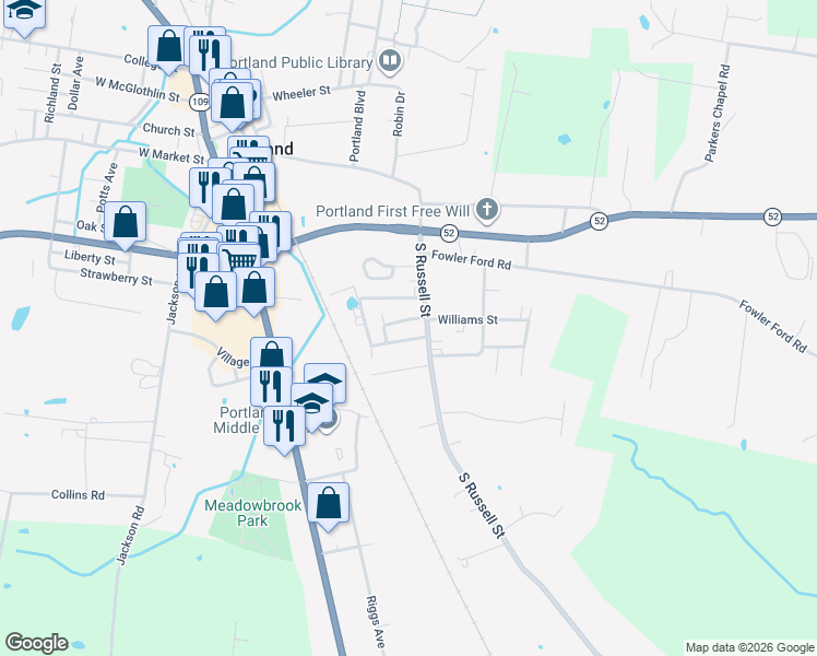 map of restaurants, bars, coffee shops, grocery stores, and more near 103 Bennett Street in Portland