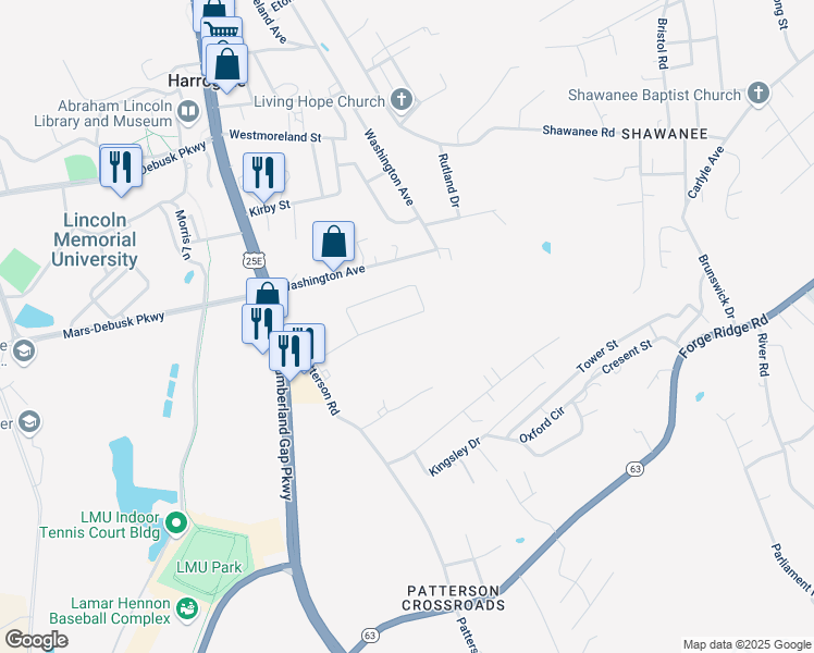 map of restaurants, bars, coffee shops, grocery stores, and more near 210 Bolton Cir in Harrogate