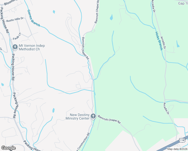 map of restaurants, bars, coffee shops, grocery stores, and more near 530 Bancroft Chapel Road in Kingsport