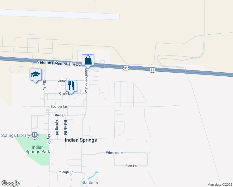 map of restaurants, bars, coffee shops, grocery stores, and more near 380 Horsetail Falls Street in Indian Springs