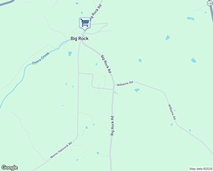map of restaurants, bars, coffee shops, grocery stores, and more near 106 Hilltop Lane in Big Rock