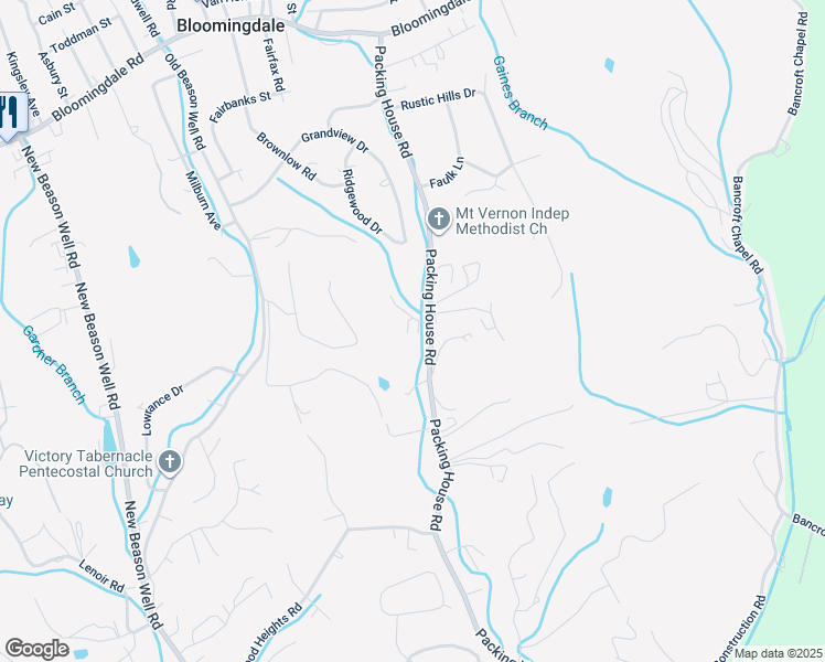 map of restaurants, bars, coffee shops, grocery stores, and more near 415 Packing House Road in Kingsport