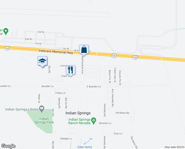 map of restaurants, bars, coffee shops, grocery stores, and more near 236 Macfarland Avenue in Indian Springs