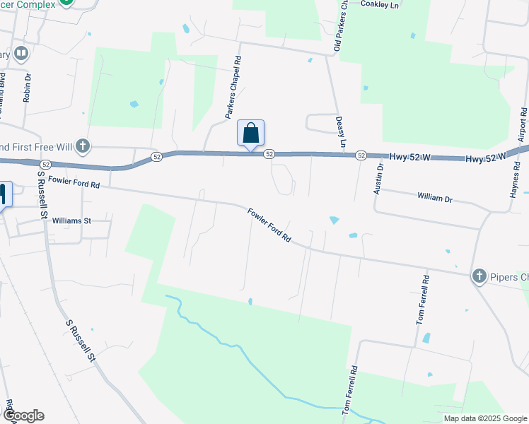 map of restaurants, bars, coffee shops, grocery stores, and more near 437 Fowler Ford Road in Portland