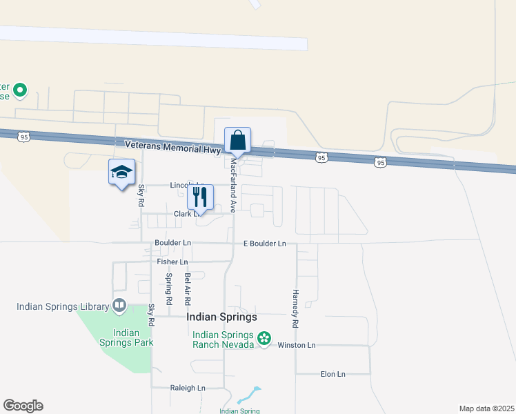 map of restaurants, bars, coffee shops, grocery stores, and more near 236 Macfarland Avenue in Indian Springs