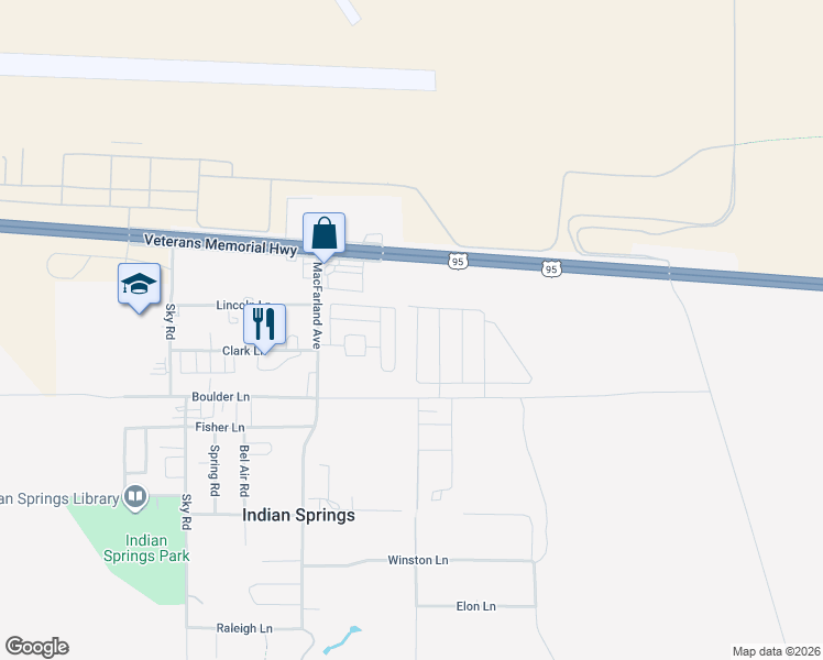 map of restaurants, bars, coffee shops, grocery stores, and more near 245 Horsetail Falls Street in Indian Springs