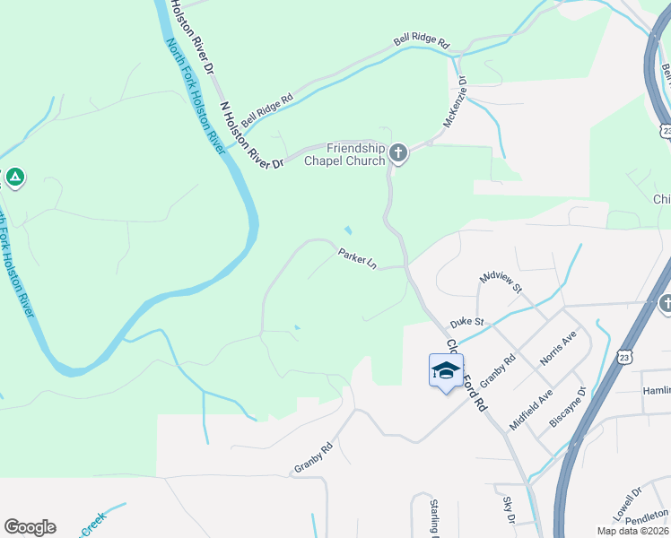 map of restaurants, bars, coffee shops, grocery stores, and more near 201 Briarfield Drive in Kingsport