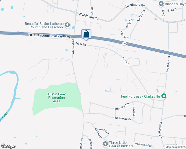 map of restaurants, bars, coffee shops, grocery stores, and more near 2256 McCormick Lane in Clarksville