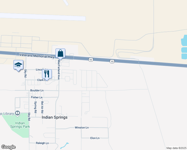 map of restaurants, bars, coffee shops, grocery stores, and more near 266 Basin Falls Street in Indian Springs