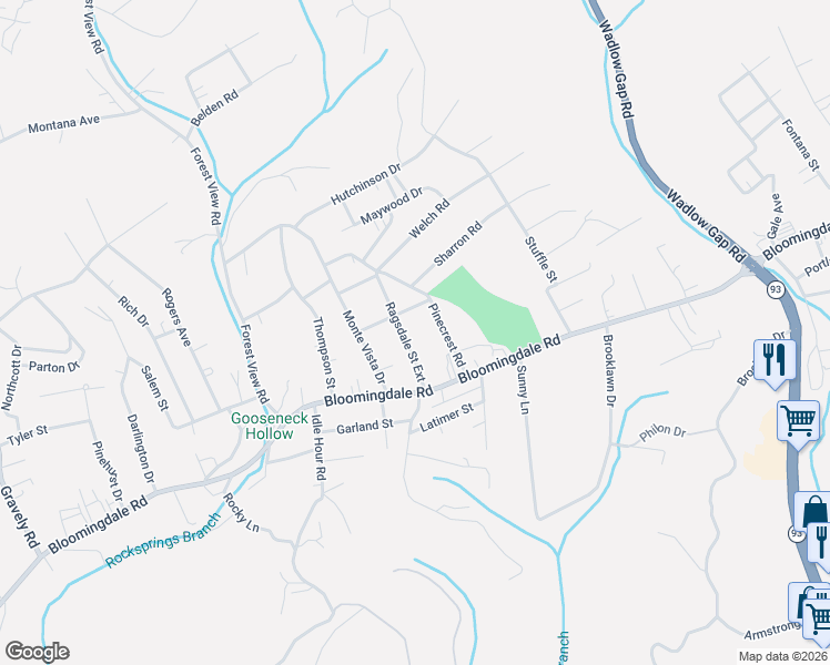 map of restaurants, bars, coffee shops, grocery stores, and more near 1905 Eagle Street in Kingsport