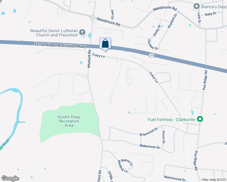 map of restaurants, bars, coffee shops, grocery stores, and more near 2256 McCormick Lane in Clarksville