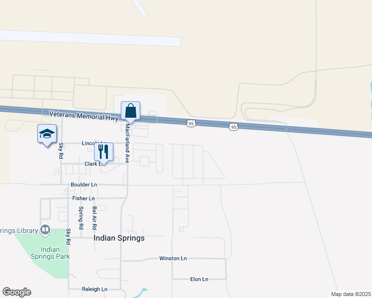 map of restaurants, bars, coffee shops, grocery stores, and more near 266 Basin Falls Street in Indian Springs