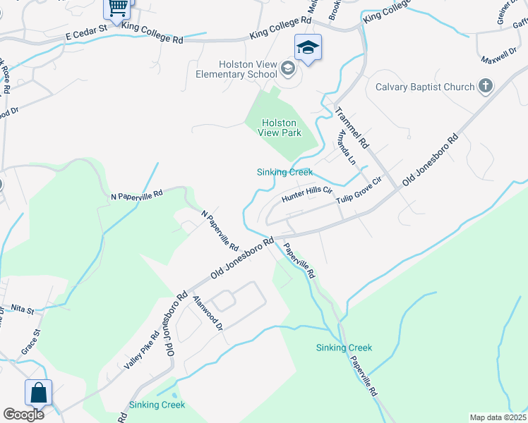 map of restaurants, bars, coffee shops, grocery stores, and more near 3 Hunter Hills Circle in Bristol