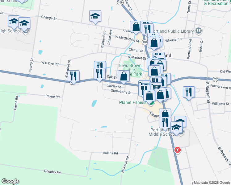 map of restaurants, bars, coffee shops, grocery stores, and more near 208 Strawberry Street in Portland