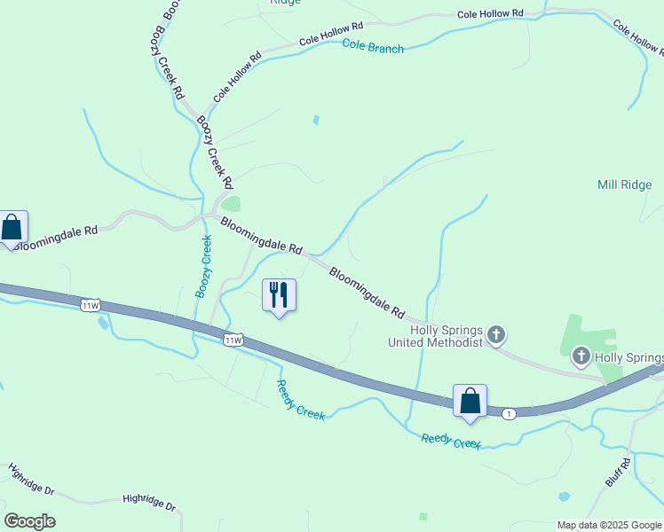 map of restaurants, bars, coffee shops, grocery stores, and more near 5358 Bloomingdale Road in Blountville