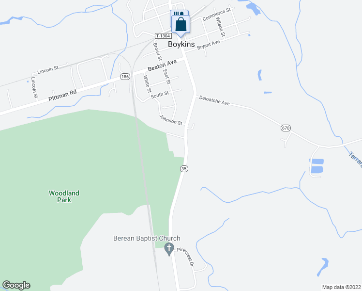 map of restaurants, bars, coffee shops, grocery stores, and more near 32412 South Main Street in Boykins