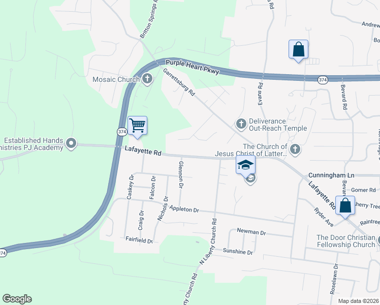 map of restaurants, bars, coffee shops, grocery stores, and more near 915 Lafayette Road in Clarksville