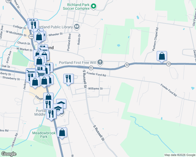 map of restaurants, bars, coffee shops, grocery stores, and more near 103A Central Avenue in Portland